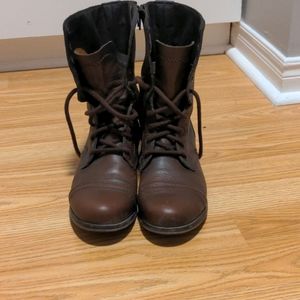 Brown leather boots